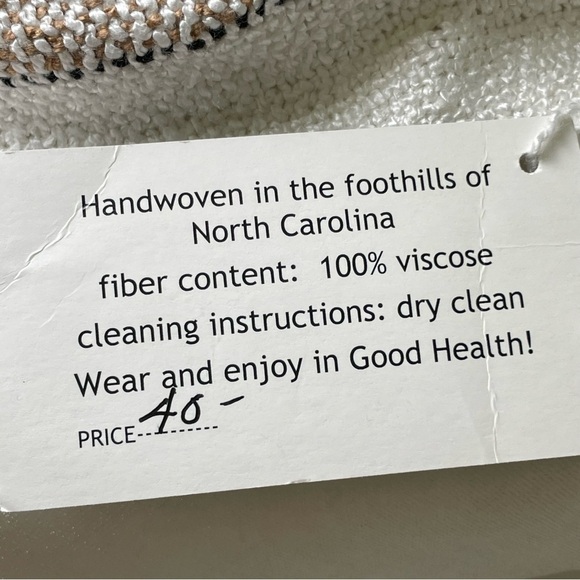 Handmade Neutral Minimalist Boho Striped Beachy Coastal Lagenlook Artisan Scarf - Picture 6 of 13